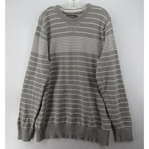Eddie Bauer Sweater Large Tall Pullover Striped Chunky Knit Crewneck